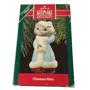 1990 Christmas Kitty - Adorable 2nd Kitten in Coat‎ & Hat! 🎄🐾